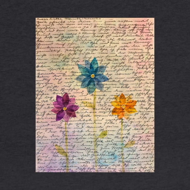 Flowers composition on aged handwritten page by redwitchart